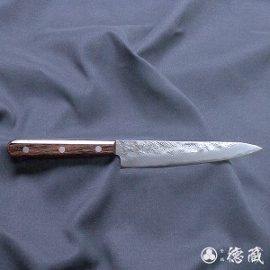 ステンレス ペティナイフ　135mm/両刃/銀紙3号/積層材(焦茶色)/日本製/徳蔵刃物・TOKUZO KNIVES・JAPAN・Kitchen Knives・包丁