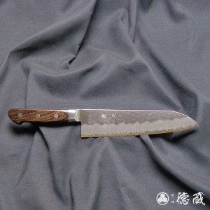 三徳ハイブリッド割込包丁　180mm/両刃/青紙スーパー/積層材・焦茶色/日本製/徳蔵刃物・TOKUZO KNIVES・JAPAN・Kitchen Knives・包丁