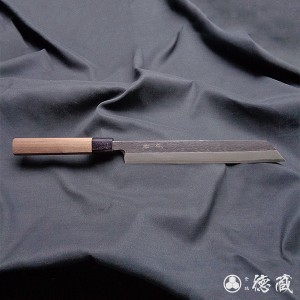 黒打ち片刃切付型柳刃包丁　240mm/片刃/青紙2号/胡桃八角/日本製/徳蔵刃物・TOKUZO KNIVES・JAPAN・Kitchen Knives・包丁