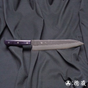 ステンレス牛刀　210mm/両刃/銀紙3号/積層材・紫色/日本製/徳蔵刃物・TOKUZO KNIVES・JAPAN・Kitchen Knives・包丁