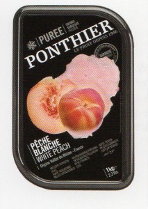 冷凍　フランス産　高級白桃　（ピーチ）ピューレ　1ｋｇ　100％（加糖）　ポンティエ社　人工着色料、香料不使用