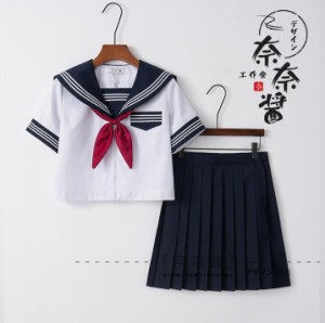 新品日系正統JK可愛いセーラー服　半袖制服コスプレセーラー襟セーラー服制服　ミニスカート　ロリータ　ハロウィン 3冊 日本関西襟