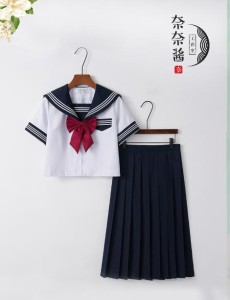 新品日系正統JK可愛いセーラー服　半袖制服コスプレセーラー襟セーラー服制服　長スカート　ロリータ　ハロウィン 3冊 日本関西襟