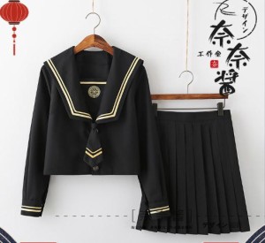 占星術刺繍正統不良少女JK可愛いセーラー服　半袖長袖制服　コスプレセーラー襟制服　ミニスカート　ロリータ　ハロウィンスーツ プリー