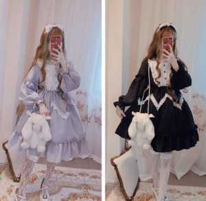 ゴスロリワンピース ドレス ロリィタ OP半袖/長袖膝丈 Lolita ロリータ コスプレ エプロン 日常洋服リボン可愛い かわいい