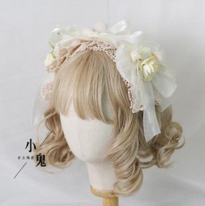 花嫁ヘッドドレス Lo娘ロリータ超可愛いカチューシャ リボン Cosplay lolita日系コスプ道具チューシャヘアピンレースりぼんイベントcosヘ