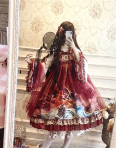 中国風中華風漢服唐代新年服ゴスロリワンピース ドレス ロリィタ OP膝丈 Lolita ロリータ コスプレ エプロン 日常洋服ドレス