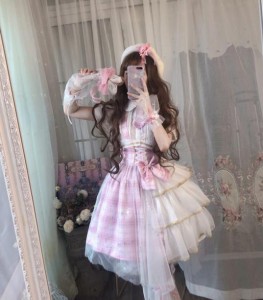 JKセーラー風洋服桜花嫁春夏ワンカラーゴスロリワンピース ドレス ロリィタ OP膝丈 Lolita ロリータ コスプレ日常洋服リボンハイウエスト