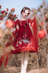 中国風日常服ゴスロリワンピース人形師 ドレス ロリィタ OP 膝丈 Lolita ロリータファッション コスプレ ロリータ服 ワンピース クラゲ 