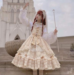 JSK花嫁春夏ワンカラーゴスロリワンピース ロリィタ Lolita ロリータ コスプレ ウェディングドレス日常服ゴスロリワンピース人形師 レデ