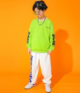 キッズダンス衣装キッズ ダンス衣装2点ヒップホップ ストリート チアダンス 子供ティーンズ キッズ ジュニア オレンジ 女のDS舞台衣装JAZ