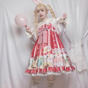 2022サスペンダースカートJSK仙气花嫁春夏ワンカラーゴスロリワンピース ロリィタ OP Lolita ロリータ コスプレ ウェディングドレス日常