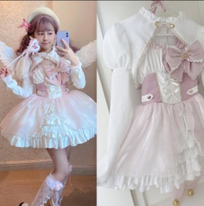 白仙气花嫁春夏ワンカラーゴスロリワンピース ロリィタ 半袖OP Lolita ロリータ コスプレ ウェディングドレス日常服ゴスロリワンピース人