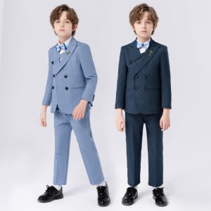 5点セットコート＋ベスト＋パンツ＋リボン＋ブローチ子供スーツ 無地キッズ春秋スーツ 男の子 礼服 発表会 紳士服 子供 春秋スーツ かっ