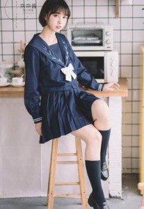 日系春秋コスプセーラー服長袖？穗琉璃JK制服コスプレ変形刺繍襟セーラー服制服ミニスカート可愛い学院海軍風ハロウィン セットアップ