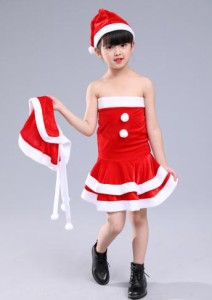 [100-150サイズ]サンタ セットアップ ボレロ スカート コスプレ クリスマス 衣装 3点セット 定番 サンタ 子供女の子服コスチューム