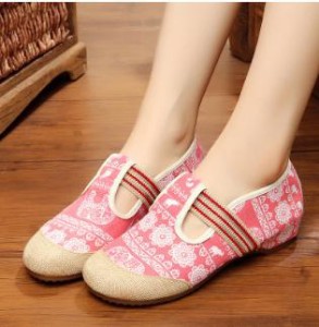 レディースシューズ チャイナ靴 手作り北京布靴 ローヒールエスニックチャイナシューズカジュアル 民族風 小花刺繍柄 ミュール 婦人靴