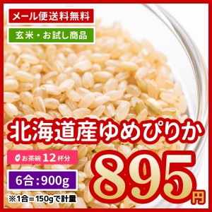 ポイント消化 玄米 北海道産 ゆめぴりか 900g (450g×2) 6合 令和5年産 お試し お米 食べきり 送料無料 ※メール便のため日時指定・代引