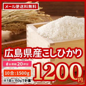 ポイント消化 広島県産 コシヒカリ 1500g (750ｇ×2)令和5年産 お米 お試し 送料無料 ※ゆうパケット配送のため代引・日時指定不可