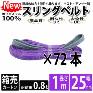 スリング スリングベルト ナイロンスリング ベルトスリング 1m 800kg 25mm カートン 72本 まとめ買い 大量 使用警告線付き 業務用 吊り具