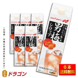 送料無料 男梅シロップ 1L×6本 業務用 1000ml ポッカサッポロ