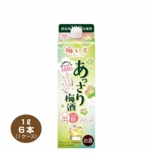 送料無料 梅いろ あっさり梅酒  1.0L×6本 1ケース 1000ml パック 国産梅100％ 合同酒精