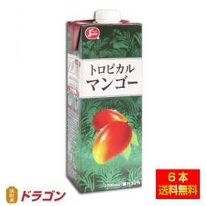 全国送料無料 ジューシー トロピカルマンゴージュース 1000ml×6本 1L 紙パック入り 果汁30％