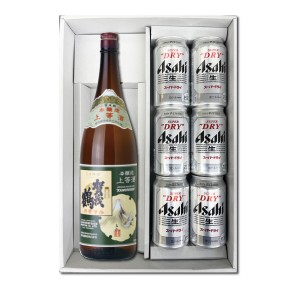 送料無料 賀茂鶴 本醸造 上等酒1.8Lとアサヒスーパードライ350ml×6缶 日本酒とビールセット ギフト 清酒 1800ml お中元 父の日