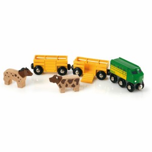 BRIO ブリオ レールウェイ追加車両 ファームトレイン 〜BRIOのレールウェイの機関車・ワゴン・車両追加パーツです。先頭車両に2台のワゴ