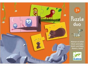 DJECO ジェコ パズルデュオ マムアンドベビー 〜フランス・DJECOの12種類の動物のママとベビーが対になっている絵合わせパズルです。
