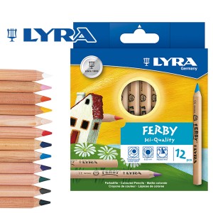 [メール便可] LYRA リラ社 FERBY ファルビー 色鉛筆 軸白木 12色セット 〜ドイツ・LYRA（リラ社）の人間工学から考えられた色鉛筆。