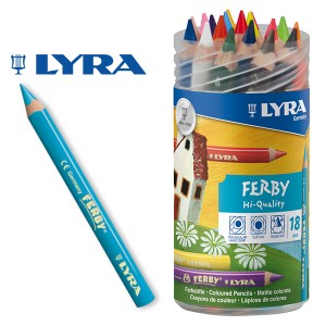 LYRA リラ社 FERBY ファルビー 色鉛筆 軸カラー 18色 PPボックスセット 〜ドイツ・LYRA（リラ社）の人間工学から考えられた色鉛筆。少な