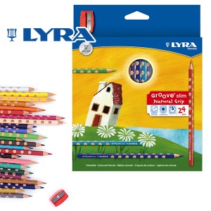 [メール便可] LYRA リラ社 Groove グルーヴスリム 色鉛筆 24色セット（シャープナー付き） 〜ドイツ・LYRA（リラ社）の人間工学から考え