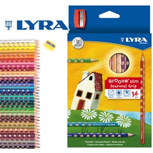 [メール便可] LYRA リラ社 Groove グルーヴスリム 色鉛筆 36色セット（シャープナー付き） 〜ドイツ・LYRA（リラ社）の人間工学から考え