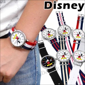 腕時計 ブランド ディズニー メンズ レディース ミッキー NATOタイプ ストラップ スワロフスキー ミリタリー系 ウォッチ トリコロール