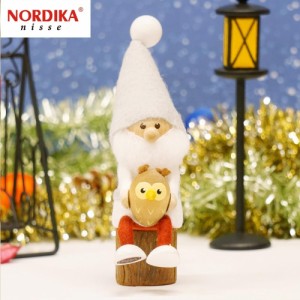 ノルディカニッセ フクロウを抱えたサンタ サイレントナイト NRD120610 木製 人形 デンマーク クリスマス プレゼント ギフト 飾り 窓 子