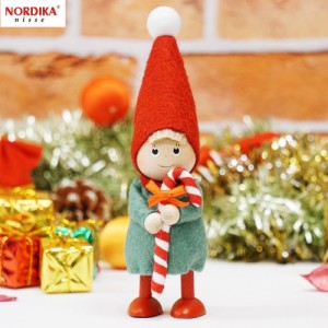 ノルディカニッセ キャンディケインを持った男の子 Joy to the world NRD120760 木製 人形 デンマーク クリスマス プレゼント ギフト 飾