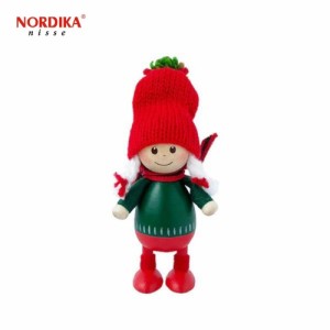 ノルディカニッセ ツインズ 緑のセーターの胴長の女の子 NRD120771 木製 人形 デンマーク クリスマス プレゼント ギフト 飾り 窓 子供 大
