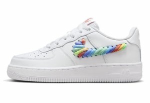 シューズ スニーカー   ナイキ Nike Air Force 1 LV8 1 GS Rainbow Swoosh GS Whi