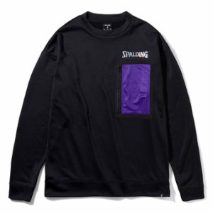  バスケットスウェット ウェア  秋冬物 スポルディング Spalding Crew Neck Sweat ホログラムロゴ Bl