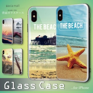 【メール便送料無料】ガラスケース iPhone14 Pro Max Plus 13mini SE2 SE3 ケース スマホケース  おしゃれ 海外 THE BEACH ビーチ 海 サ