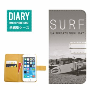 iPhone XS ケース 手帳型 SURF サーフ モノクロSATURDAYS SURF DAY 夏 太陽 夕焼け グレー ブラック ホワイト オシャレ デザイン