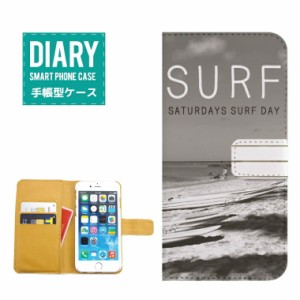 iPhone XS ケース 手帳型 SURF サーフ モノクロSATURDAYS SURF DAY 夏 太陽 夕焼け グレー ブラック ホワイト オシャレ デザイン