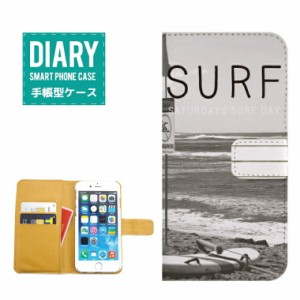 iPhone XS ケース 手帳型 SURF サーフ モノクロSATURDAYS SURF DAY 夏 太陽 夕焼け グレー ブラック ホワイト オシャレ デザイン