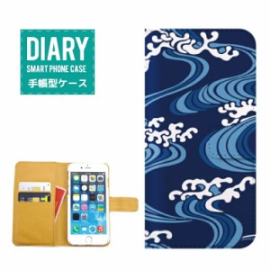 iPhone6 Plus ケース 手帳型 送料無料 和柄 デザイン日本 JAPAN Japanese 金魚 花 花柄 掛け軸 着物 四季 色彩 オシャレ シンプル ブルー