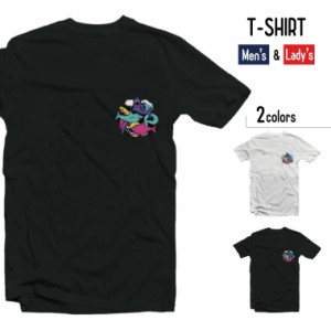 Tシャツ ティーシャツ プリント プレゼント メンズ 半袖 レディース 半袖 おしゃれ ブラック ホワイト かわいい お洒落 魚 サメ シャーク