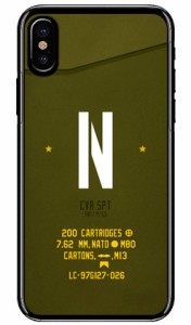 Cf LTD ミリタリー イニシャル アルファベット N カーキ （クリア） / for iPhone X/XS/Apple iphoneX iphoneXS ケース カバー iphone XS