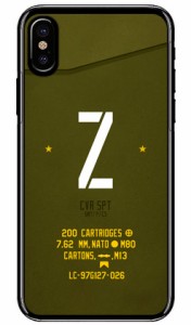 Cf LTD ミリタリー イニシャル アルファベット Z カーキ （クリア） / for iPhone X/XS/Apple iphoneX iphoneXS ケース カバー iphone XS