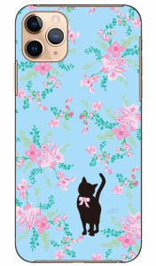 花柄とブルーとピンクリボンのネコ design by ARTWORK / for iPhone 11 Pro Max/Apple Coverfull ケース クリア スマホカバー スマホケー