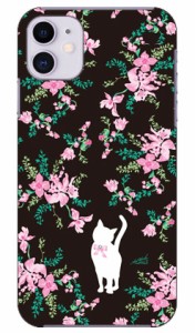 花柄と黒とピンクリボンのネコ design by ARTWORK / for iPhone 11/Apple Coverfull ケース クリア スマホカバー スマホケース アイフォ
